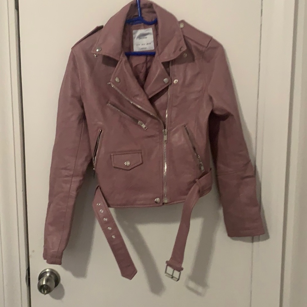 Bershka Pink Faux Leather Jacket M